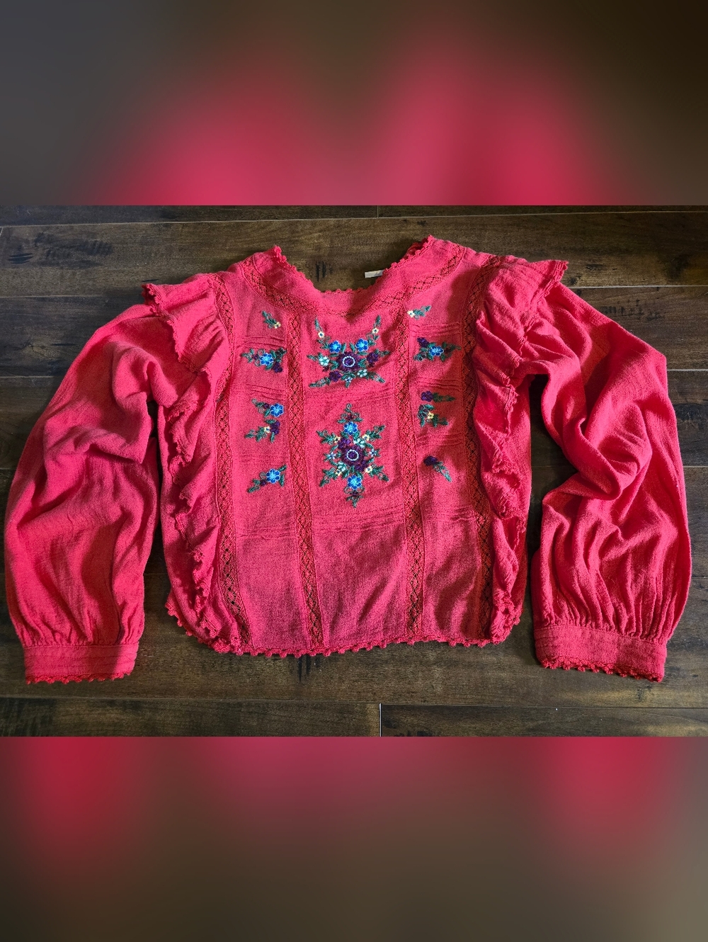 BOGO Free People Embroidered Peasant Blouse